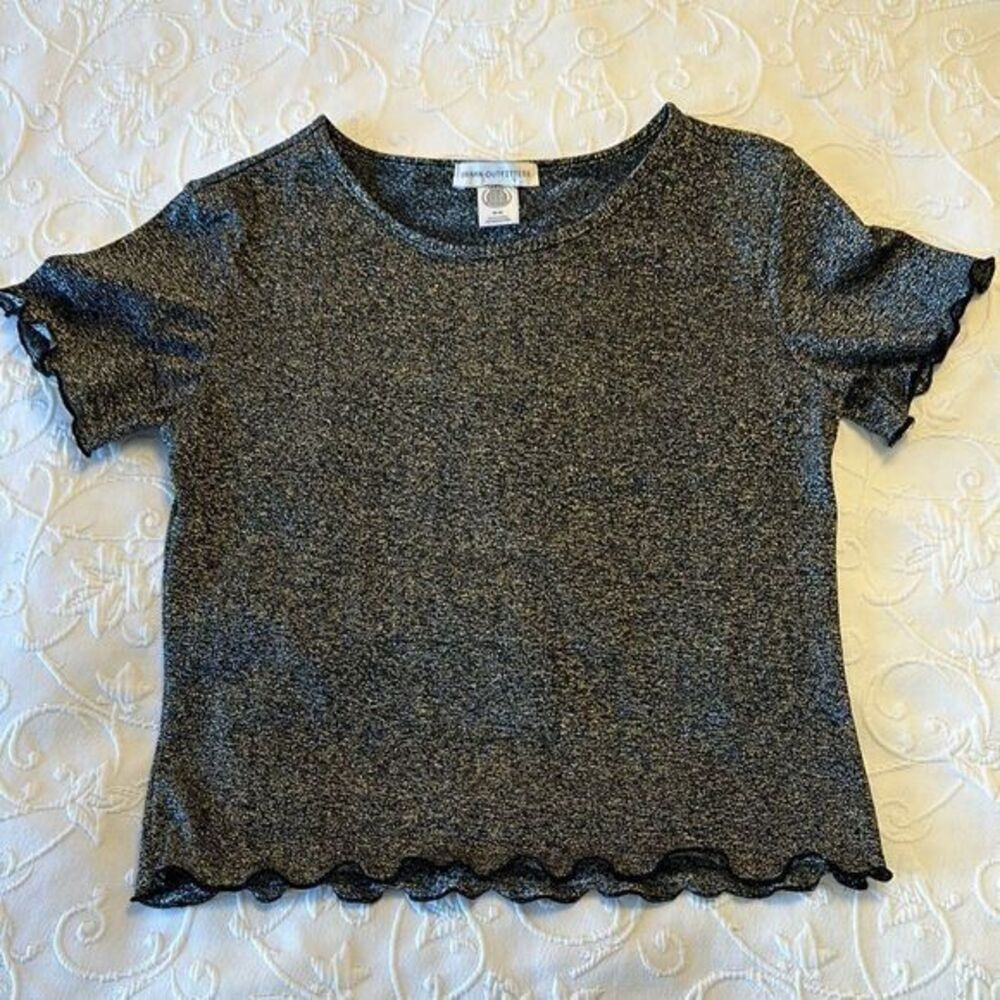 Urban Outfitters Sparkle‎ Top Ruffle Trim Short Sleeve Tee Shirt Sz M
